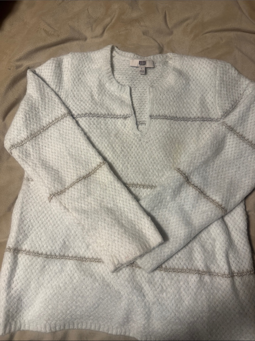 Etcetera White Textured Knit Sweater -